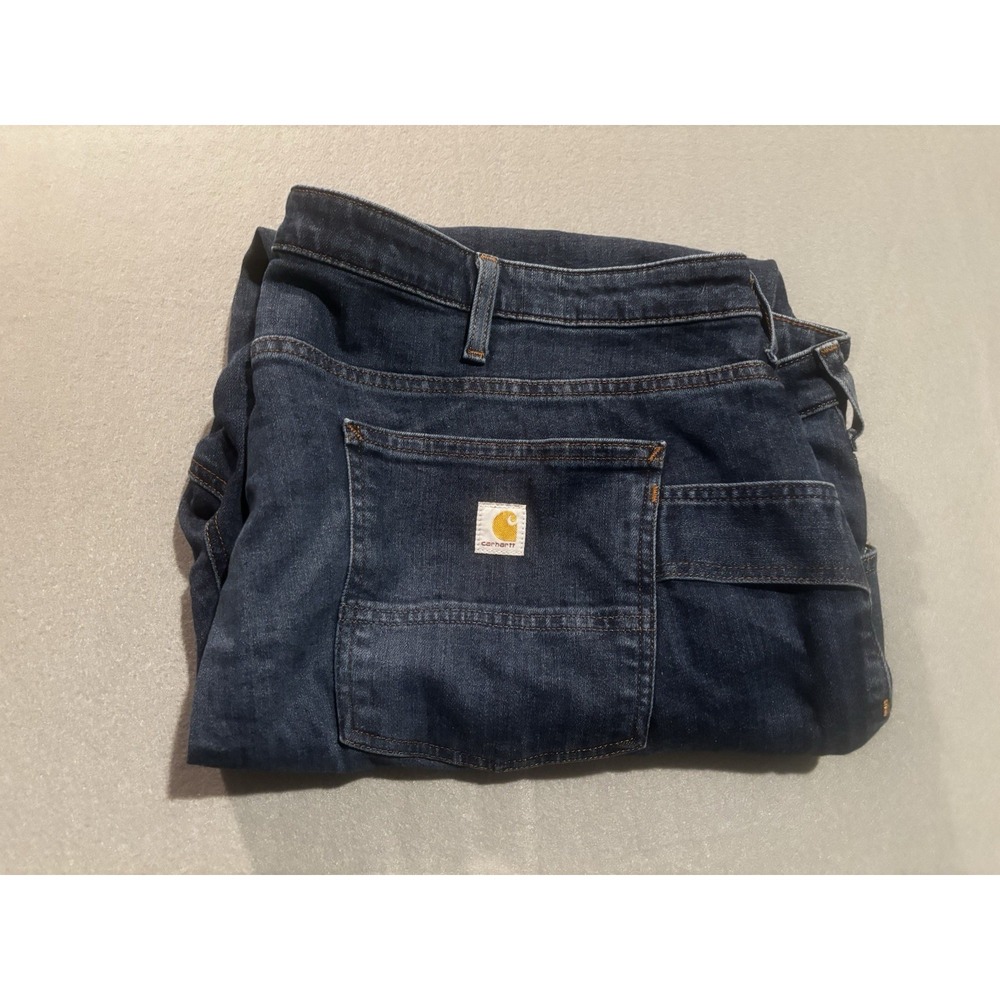 Carhartt Jeans Women's Relaxed Fit Dark Wash Workwear Blue Size 26 Reg Distress